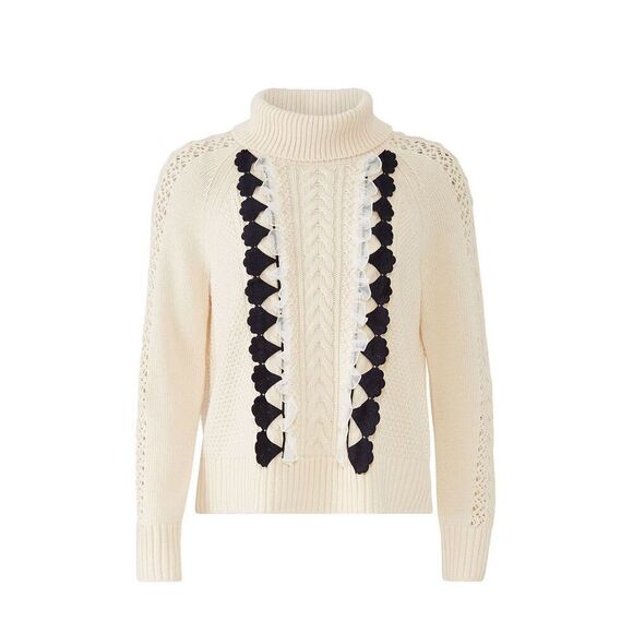 J. CREW EMBELLISHED CABLE SWEATER preppy wool blend size S - Picture 2 of 10